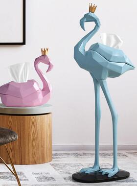 可爱大型落地抽纸盒摆件创意客厅餐厅电视柜玄关轻奢风高档纸巾盒