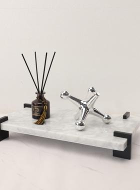 现代简约创意大理石收纳托盘办公室客厅书房玄关茶几卧室工艺摆件