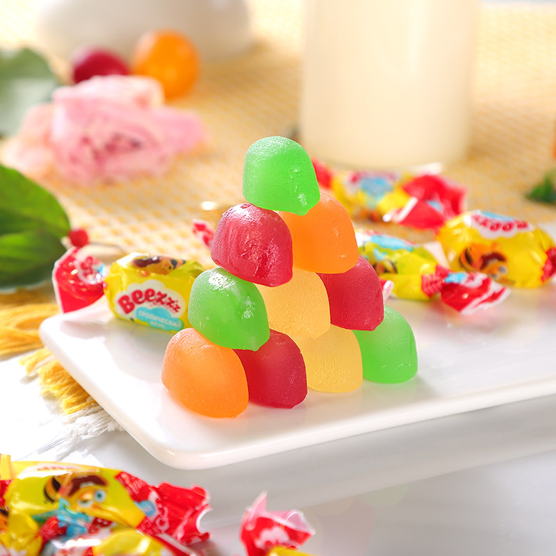 俄罗斯进口水果夹心软糖拉迈尔小蜜蜂多口味混合糖果年货小零食品,淘宝优惠券,粉丝福利购,淘宝优惠卷