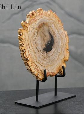 YuShiLin样板间摆设北欧风格软装陈设木化石摆件现代家居装饰简奢