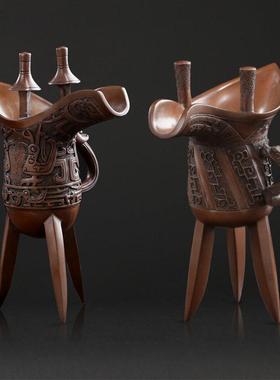 大仕缘紫铜工艺品仿古酒器龙凤爵杯客厅酒柜青铜摆件商务乔迁礼品