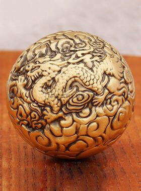3.8cm纯黄铜龙凤手球一对手握球金属手把件男士转转球健身盘核桃