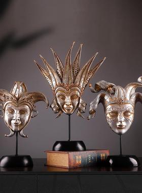 欧式复古面具摆件红酒架桌面客厅创意家居隔断装饰品摆设工艺品