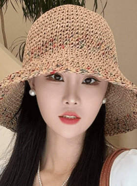 草编渔夫帽子女款2026新款夏季海边遮阳帽透气镂空沙滩太阳帽草帽