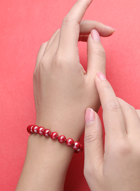 保真原石朱砂手串男女情侣款手串