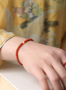 南红玛瑙手串满色满肉柿子红手链