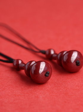 正品朱砂葫芦吊坠女项链钥匙挂件