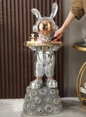 太空兔子托盘钥匙收纳玄关暴力熊大摆件落地客厅存钱罐家居装饰品