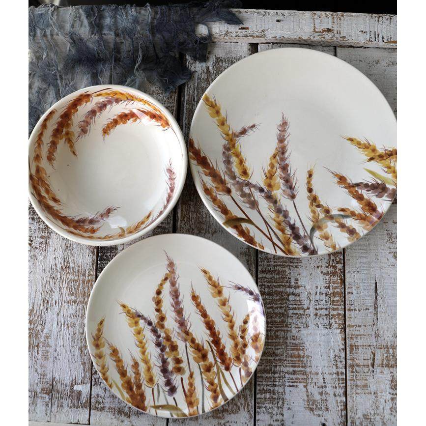 麦穗系8寸法式清新陶瓷菜碗菜盘家用深盘沙拉碗碗套装微波炉,淘宝优惠券,粉丝福利购,淘宝优惠卷