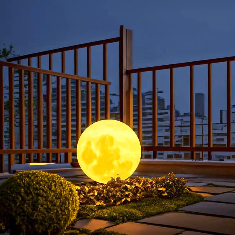 太阳能户外月球灯草坪灯别墅庭院装饰防水月亮灯室外露台圆球灯 - 图1