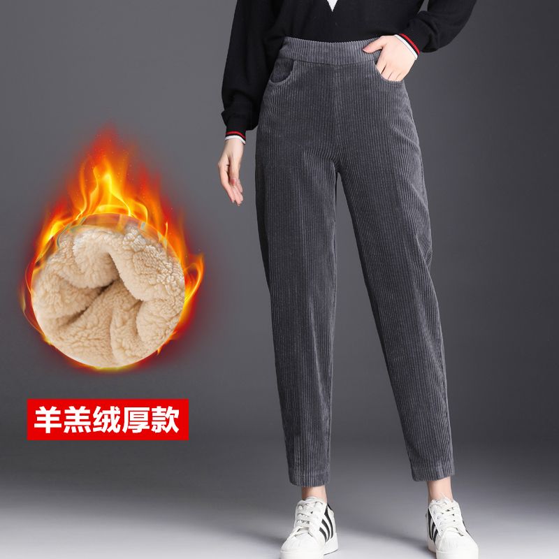 女裤加厚灯芯绒女休闲裤宽松哈伦裤老爹裤