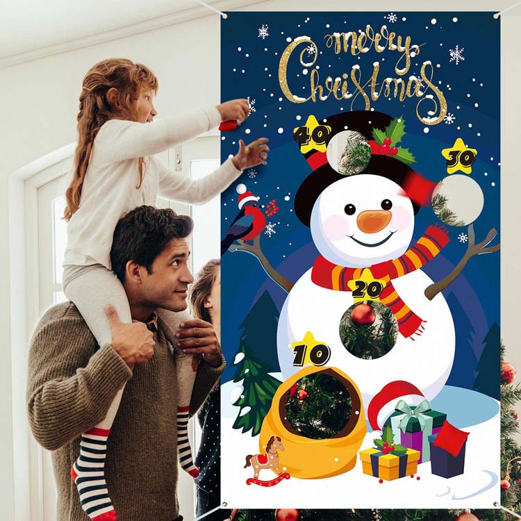 校园活动公司团建圣诞节沙包投掷游戏派对装饰圣诞老人圣诞树旗帜 - 图1