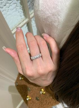 中古拉丝小雏菊重工戒指女高级感