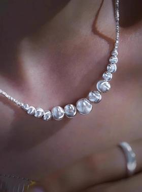 银色拉丝渐变仿碎银项链2025新款