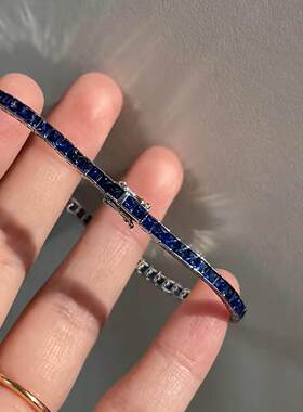 爆闪蓝色小方块手链女款轻奢小众