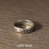 Cold style silver apricot leaf engraving ring new