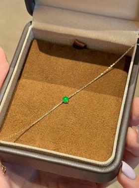 祖母绿水滴极细金色手链女冷淡风