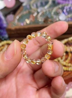 仿金发晶转运珠戒指女小众设计感