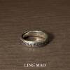 Cold style silver apricot leaf engraving ring new