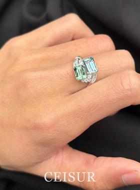 重型工业设计冰透明闪光钻石戒指