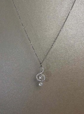 冷淡风超闪银色音符吊坠项链女款