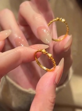 金色蝴蝶结戒指女轻奢高级感指环