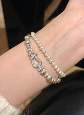 满钻马蹄扣手链女款串珠轻奢小众