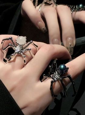 万圣节蜘蛛戒指开口暗黑系夸张