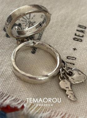 韩系简约五角星英文刻印戒指时尚