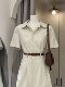 French niche texture Polo collar white shirt skirt