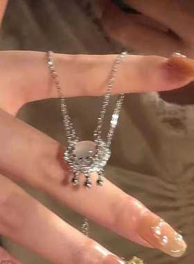 新款国风祥云锁项链平安吉祥高级轻奢小众中式设计白玉髓女锁骨链