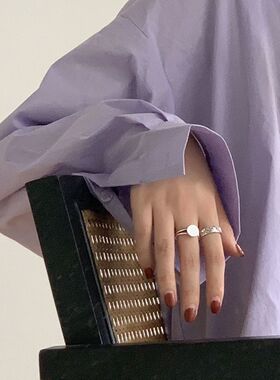 不掉色戒指925纯银ins女