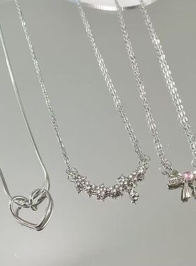 韩系ins轻奢小众设计星星项链镂空扭扭爱心项链简约百搭颈链