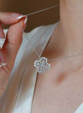 2026爆款满钻幸运四叶草项链女高级设计锁骨链轻奢气质秋冬情侣