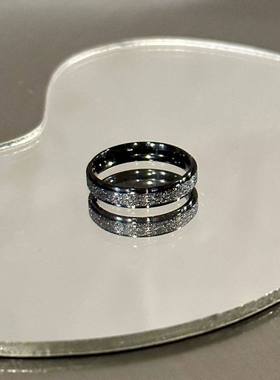 原创非黑即白满天星磨砂黑白戒指男女高级感轻奢设计情侣对戒指环