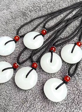 新中式平安扣编织项链 民族风古法儿童情侣仿玉石吊坠男款女礼物