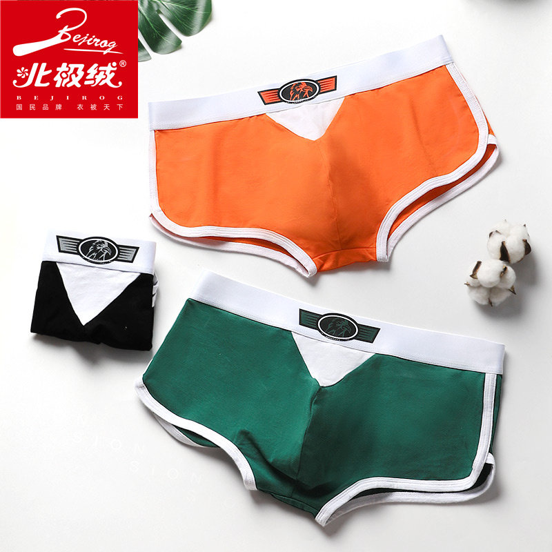 北极绒男士纯棉质平角中腰短裤衩 北极绒千汇男平角内裤