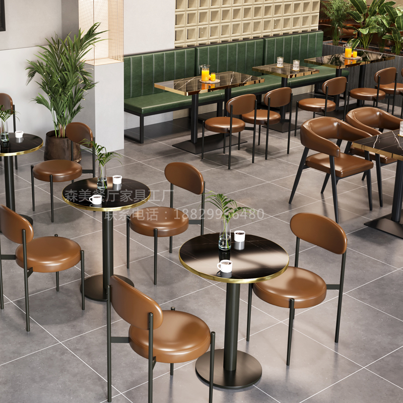 工业风酒吧清吧餐吧咖啡厅卡座沙发酒馆火锅烧烤咖啡奶茶店餐桌椅 - 图1