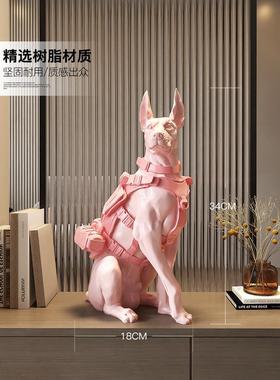 轻豪华和高端杜宾狗桌面装饰品客厅电视柜酒柜装饰狗音频生日乔装
