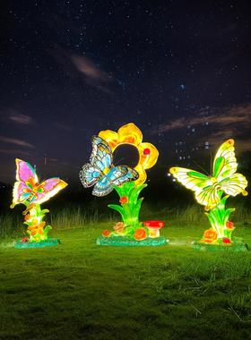 户外仿真发光蝴蝶玻璃钢雕塑园林景观花海造景网红打卡拍照大摆件