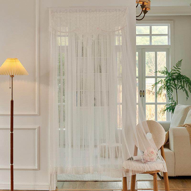 法式蕾丝门帘2024年新款家用厨房卧室防蚊隔断帘免打孔魔术贴半帘,淘宝优惠券,粉丝福利购,淘宝优惠卷