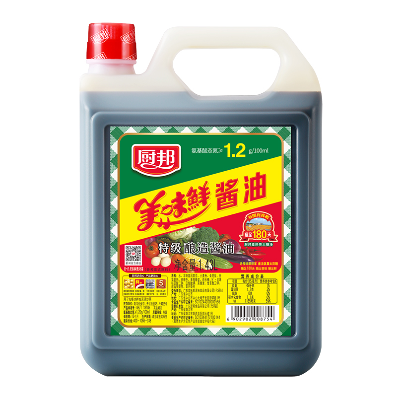 厨邦美味鲜酱油1.43L 特级生抽酿造炒菜蒸鱼凉拌调味品调料家用