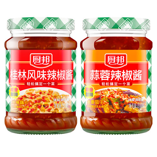 厨邦辣椒酱210g蒜蓉辣椒酱桂林风味下饭辣酱拌饭拌面炒菜蘸料调料 - 图3