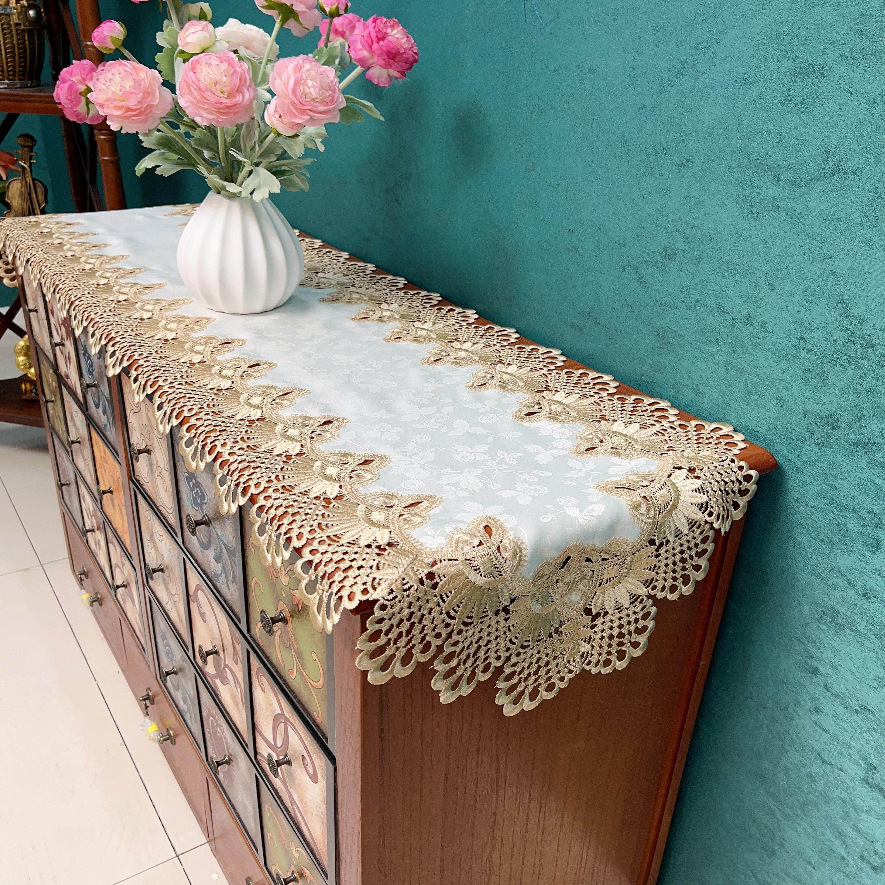 桌旗轻奢高端法式奶油风现代简约蕾丝五斗柜高级感桌布电视柜盖布,淘宝优惠券,粉丝福利购,淘宝优惠卷
