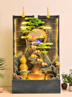 2026现代水幕墙流水屏风循环喷泉落地摆件酒店大堂公司阳台招财装