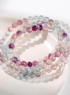 2026晶东珠宝 切面天然萤石多圈手链渐变紫色时尚高级闺蜜女手串