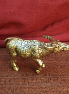 2026实心黄铜大水牛小摆件复古铜器生肖牛茶宠动物桌面客厅招财保