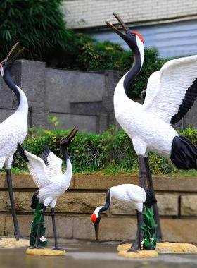 2026大型户外仿真动物丹顶鹤花园装饰庭院水池仙景观雕塑小区造景
