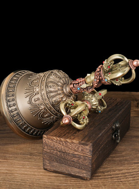 藏传多材五股铃铛特大号装饰摆件