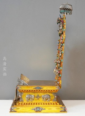 尼泊尔工艺大鹏鸟佛像底座金刚座纯铜彩绘手工錾刻加高佛台法座